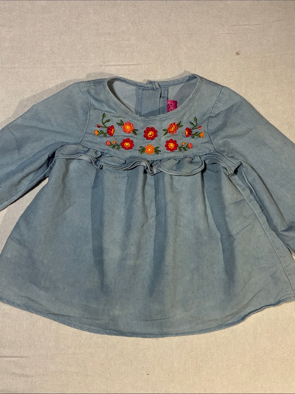 Good Lad Light Blue Embroidered Floral Top